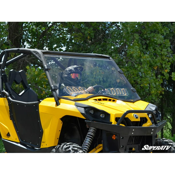 SuperATV Heavy Duty Scratch Resistant Vented Full Windshield for Can-Am Commander 800/1000 2011+ MAX Hard Coated On Both Sides!